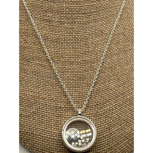 Inspirational Floating Hope Shell Necklace Pendant Charm Round Silver Tone - Picture 2 of 6